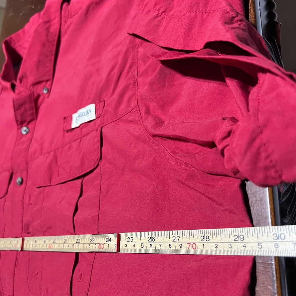 Magellan Outdoor Mens 3XL Red Short Sleeve Fishing Shirt Ventilated Nylon Button - Picture 4 of 16